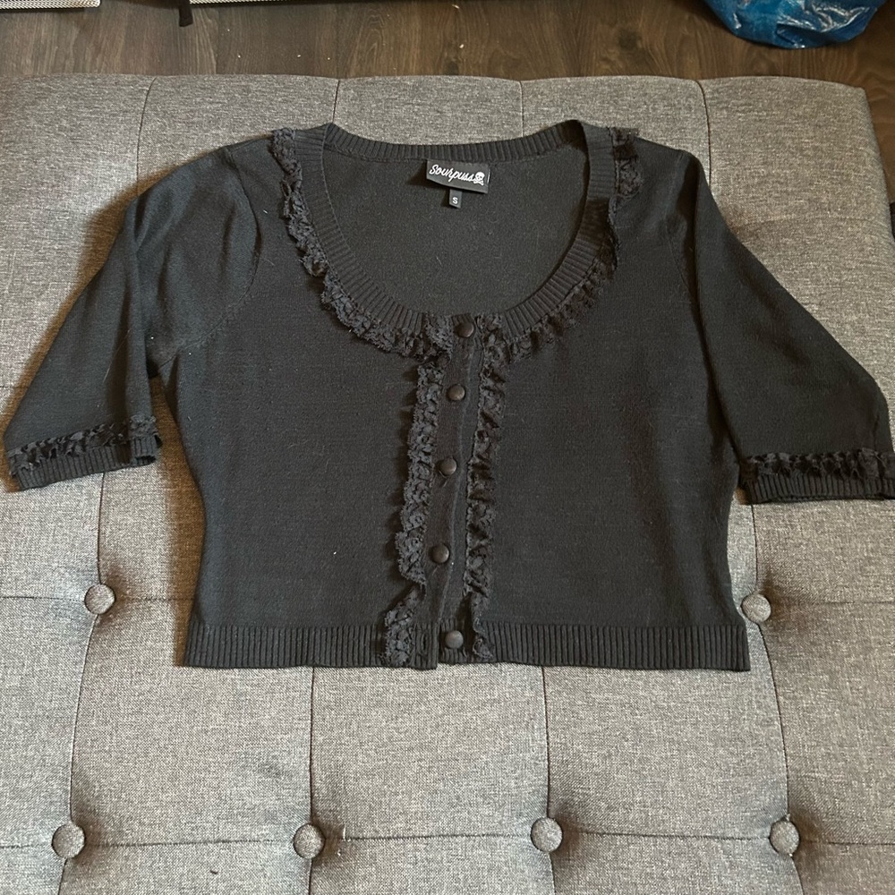 Sourpuss Black Ruffle Cardigan
